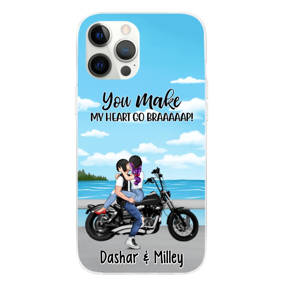 Kissing Motorcycle Couple – Personalized Phone Case For Him, For Her, Motorcycle Lovers