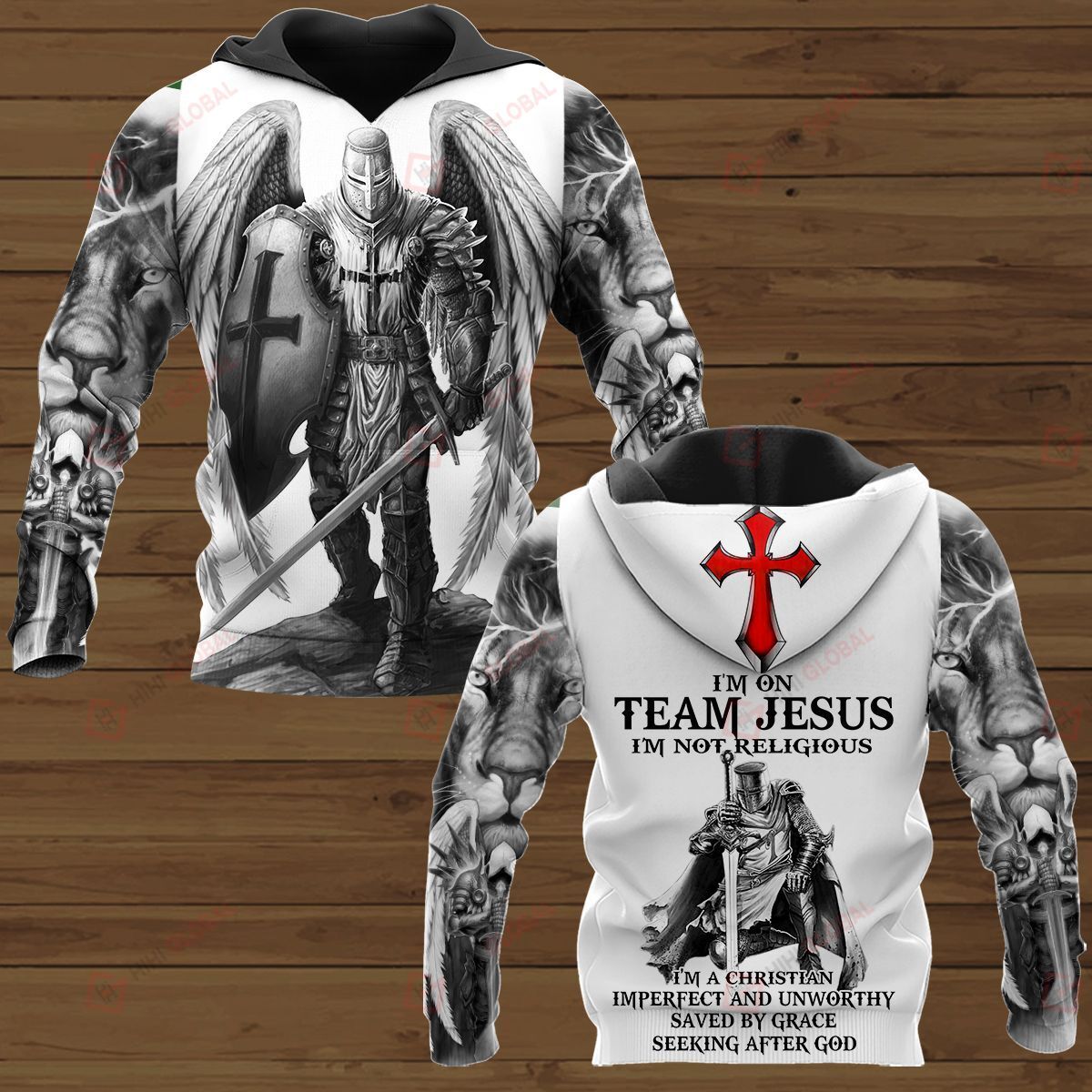 Unifinz Jesus Shirt Christian Apparel I’M On Team Jesus I’M Not Religious Knight Lion T-Shirt Jesus Hoodie 2022