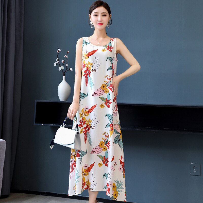 20 Colors Summer Long Dress 2022 Loose Summer Clothes for Women Everyday Dresses Casual O-Neck Elegant Sleeveless Women Dress alx