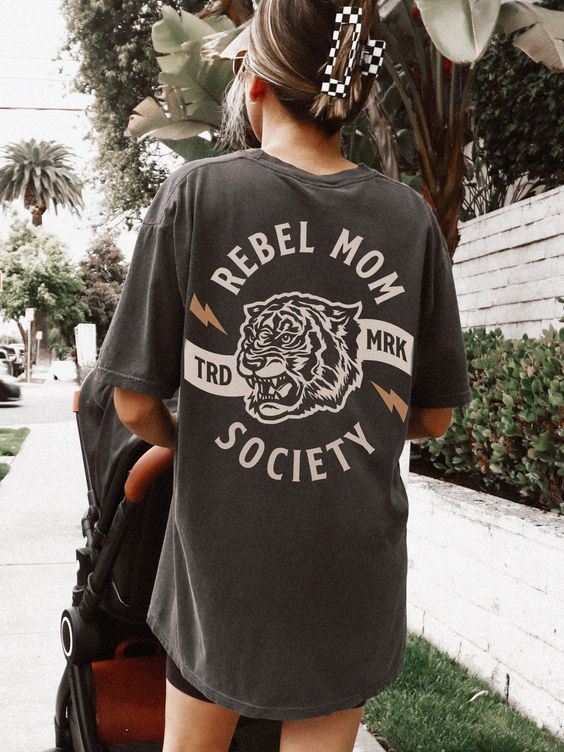 Rebel Mom Society Tiger Tee  Mom life graphic tee  mama shirt  comfort colors tshirt