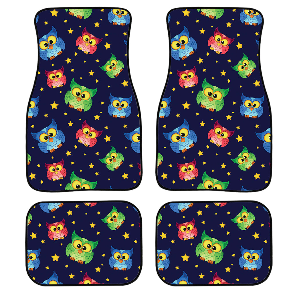 Owl And Star Pattern Print Front And Back Car Floor Mats, Front Car Mat