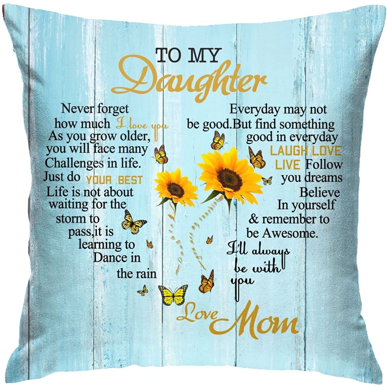 To My Daughter Pillow From Mom And Dad, Birthday Gift Anniversary Valentine Gifts,Retire Gift,Engagement Gift Throw Pillow Covers