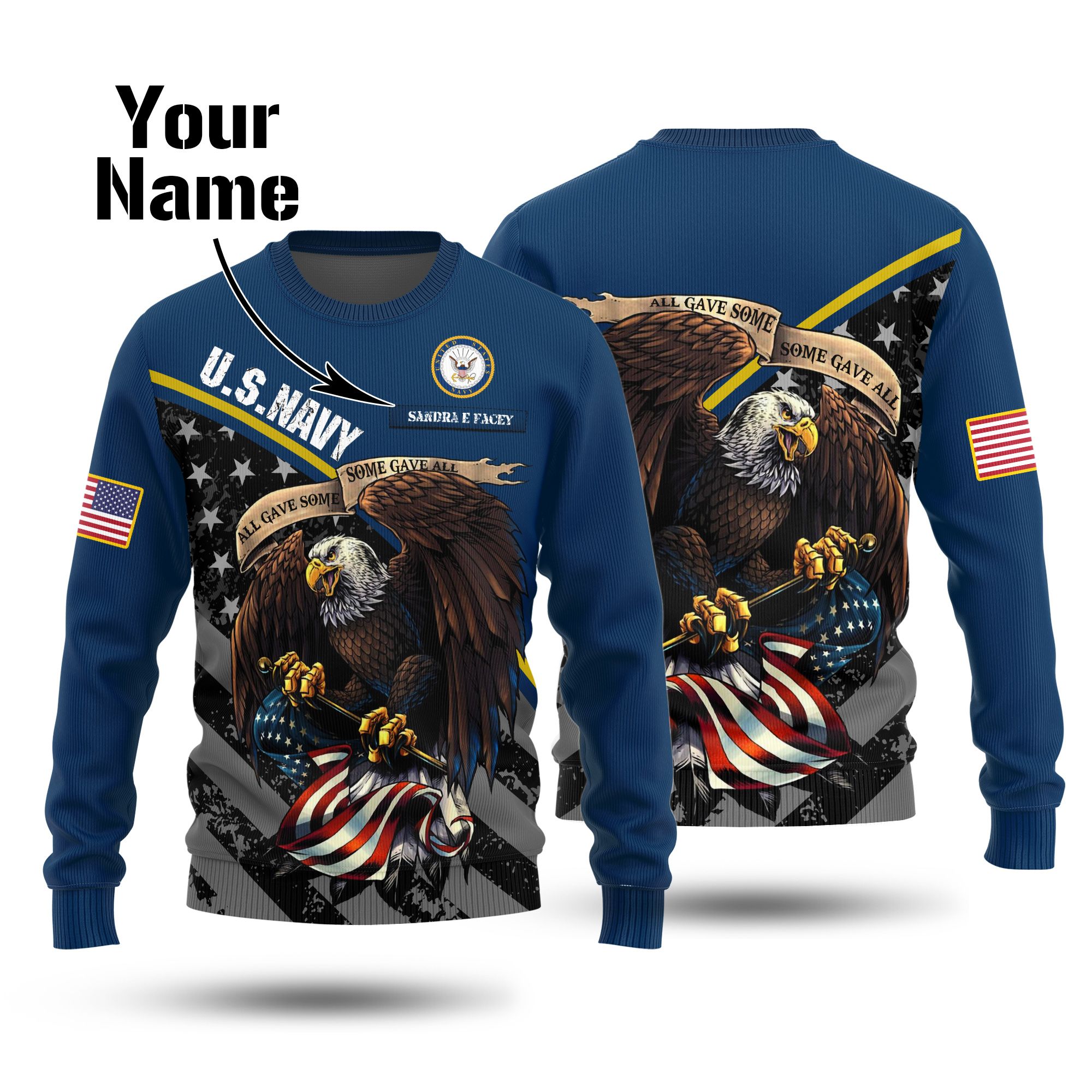 US Navy Custom Name Woolen Sweater PODWS003