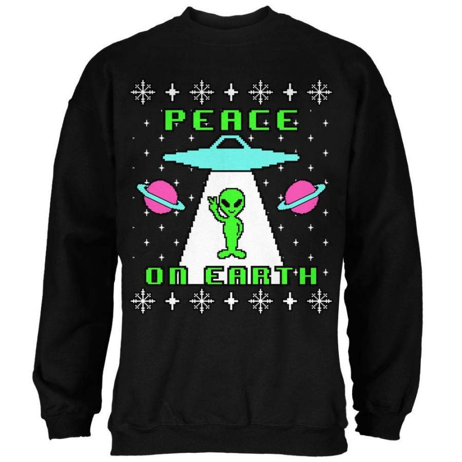 Alien Peace on Earth Ugly Christmas Sweater Mens Sweatshirt