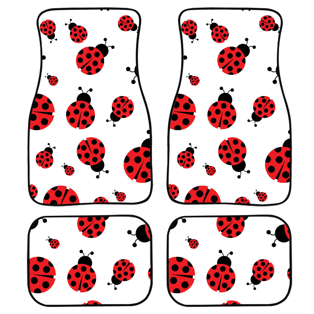 Red Ladybug Pattern Print Front And Back Car Floor Mats, Front Car Mat