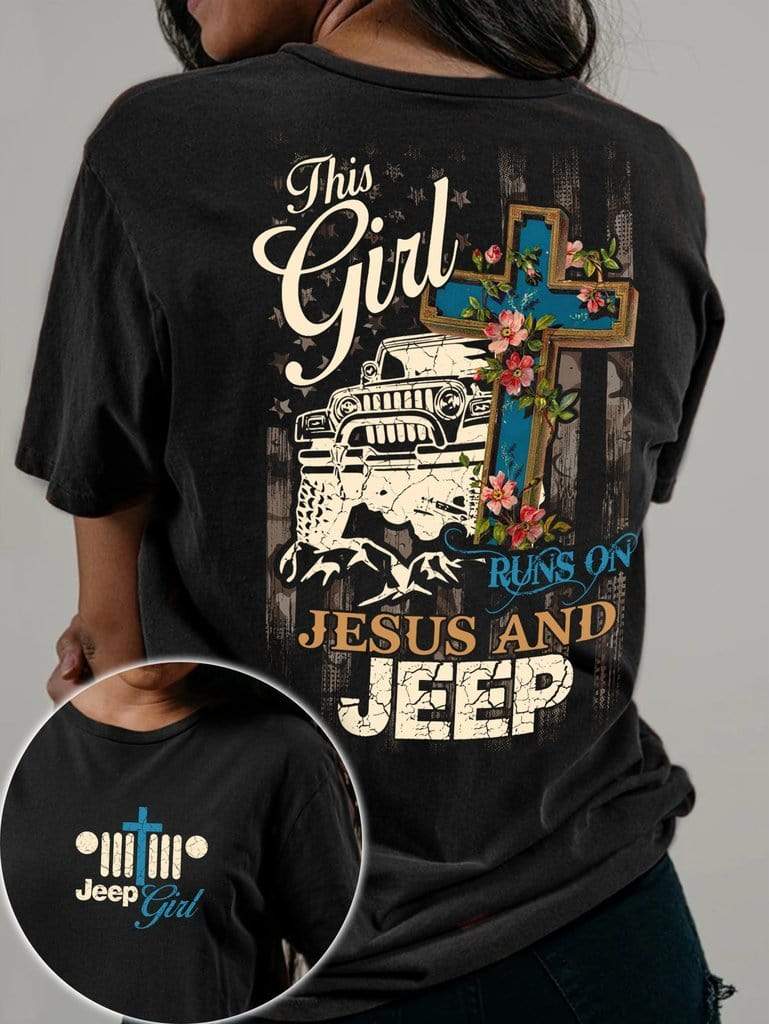 Jeep Girl This girl runs on Jesus and jeep American flag Hoodie 3D #V