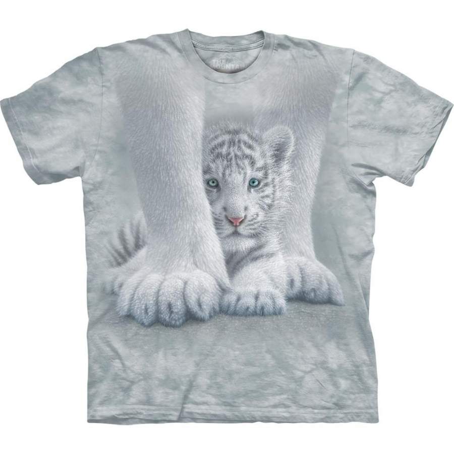 White Tiger Cub Sheltered Kids T-Shirt