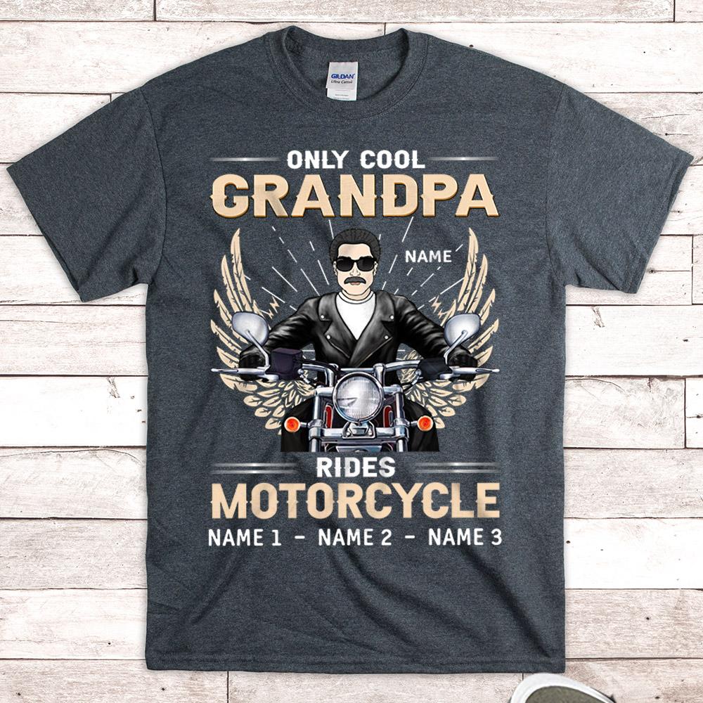 Personalized Only Cool Grandpa Rides Motorcycle T Shirt Funny Grandpa With Grandkids Names Shirt Gift For Grandpa Papa