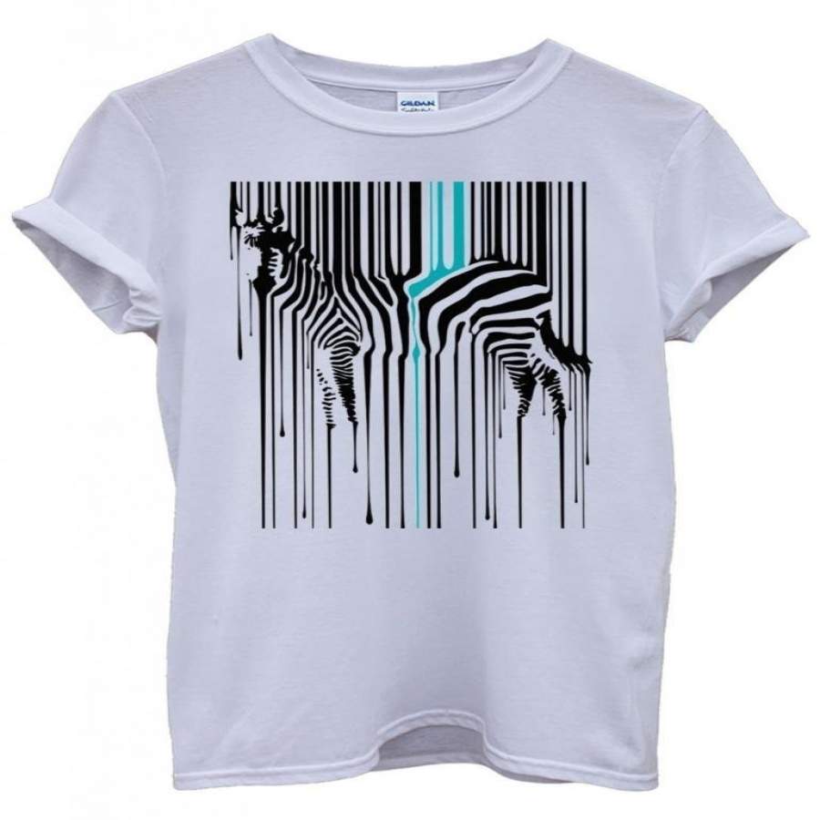 Dripping Zebra Art Animal Barcode Cool Funny Hipster Swag White Men Women Unisex Top T-Shirt