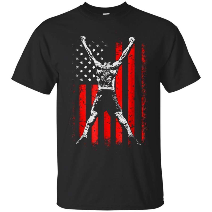 AGR Usa Red White  Vintage American Flag Fitness Gyms Tshirt Jaq T-shirt