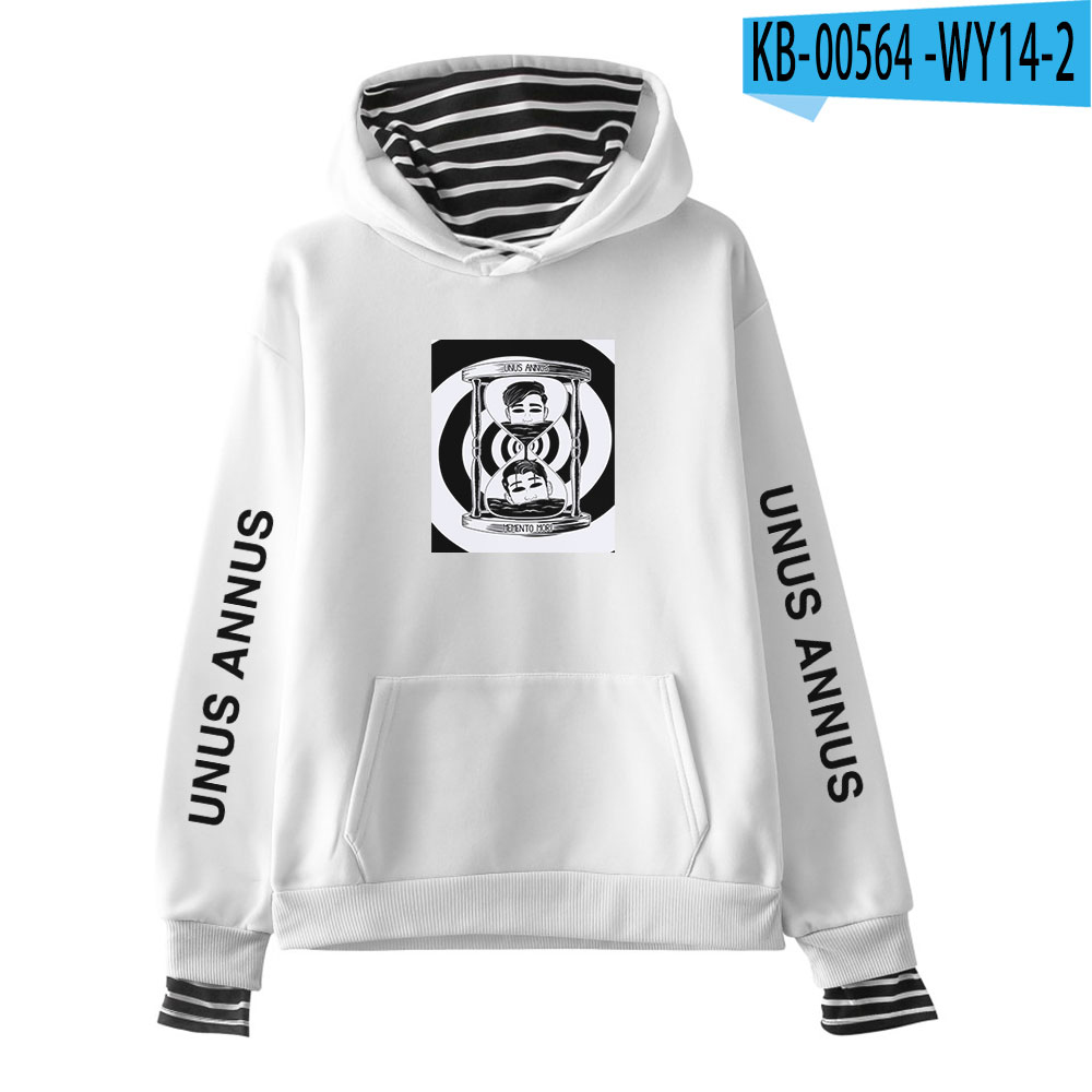 2021 New Unus Annus Hoodies womens Fake Two Piece Hooded Long Sleeve Girls Sweatshirt Harajuku Streetwear pullover alx