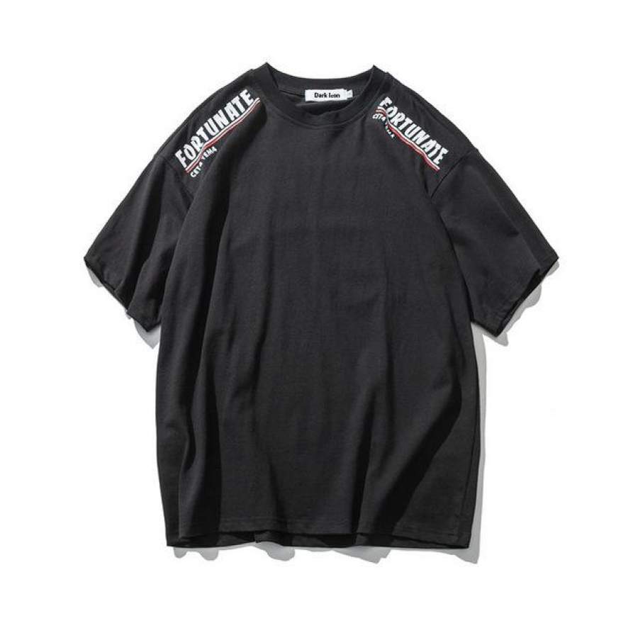 Fortunate Ct 4 Tm 4 Printing Over sized Men T shirts Summer High Street Men’s T-shirt Cotton Tee Shirts Black Blue Red