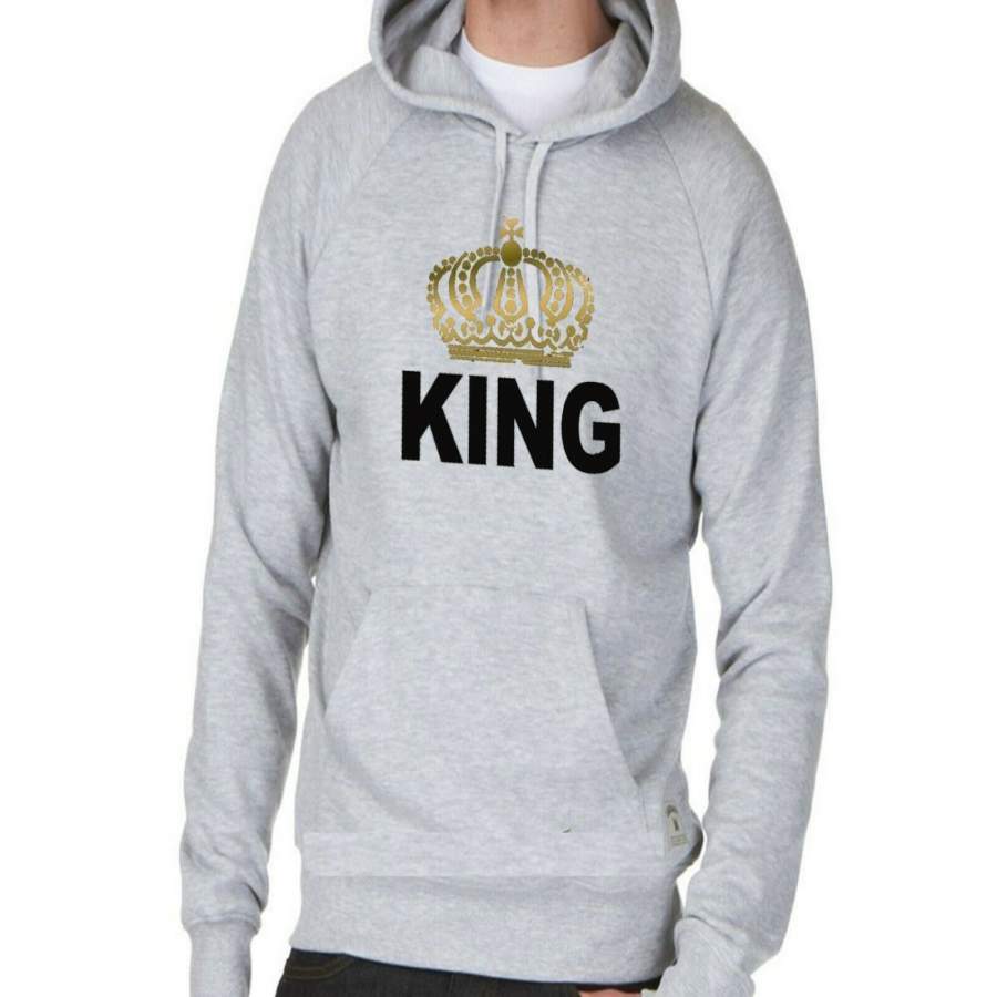King Queen Crown Hoodie valentines anniversary day Couple Matching Hooded Gift