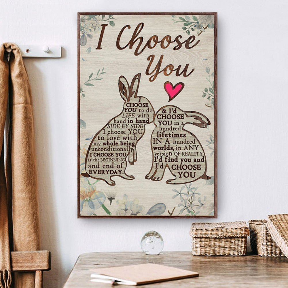 Rabbit Couple I Choose You Vertical Poster & Canvas Home Decor Wall Art Visual Art