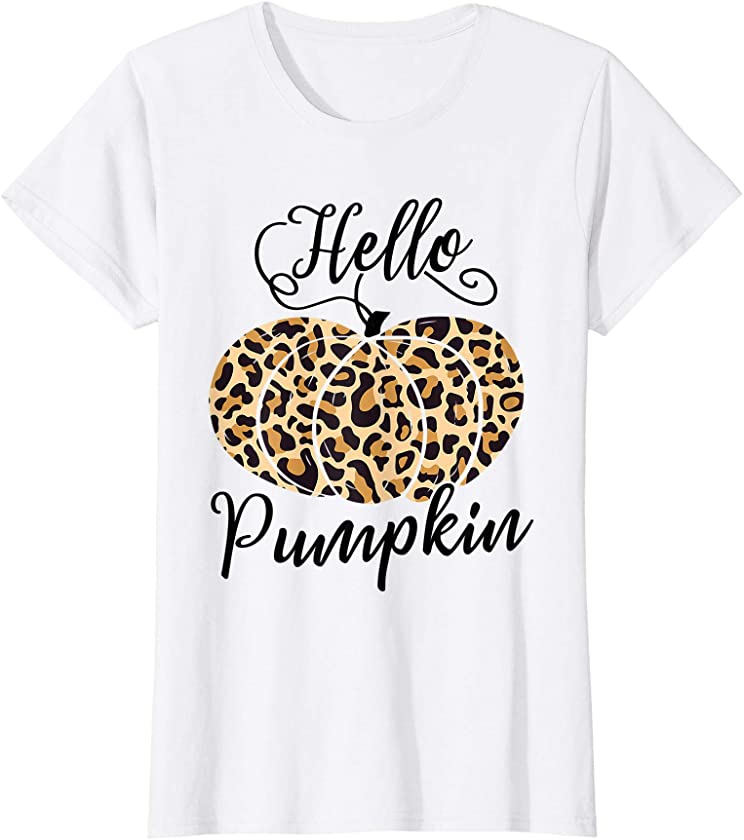 Womens Pumpkin Spice And Everything Nice Pumpkin Leopard and Flower T-Shirt