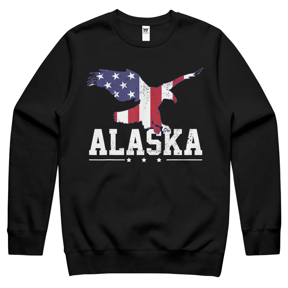 Alaska USA Flag Vintage Eagle 4th Of July American Gift Crewneck Sweatshirt