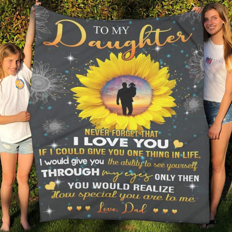 To My Daughter Dad  Woven Blanket, Perfect Gift For Mom,  Veteran Dad Christmas Gift Ideas