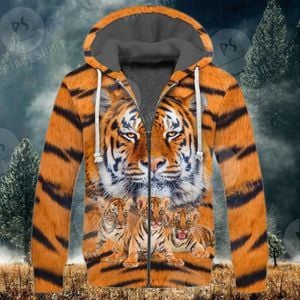 Big Cats Tiger Cute Nature Fashionable 3D Full Print Fleece Zipper