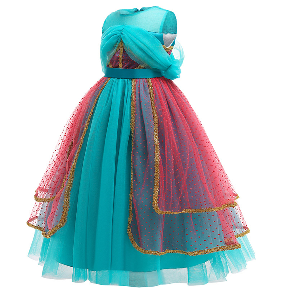 Boutique Halloween Girls Jasmine Dress Up Children Aladdin Princess Cosplay Costume Toddler Wedding Shoulderless Gowns Fairy Wig alx