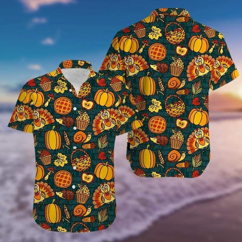 Order Hawaii Aloha Shirts Thanksgiving Autumn Objects Turkey Ha109582