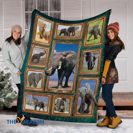 African Elephants 3D Best Gift For Animal Lovers Fleece Blanket