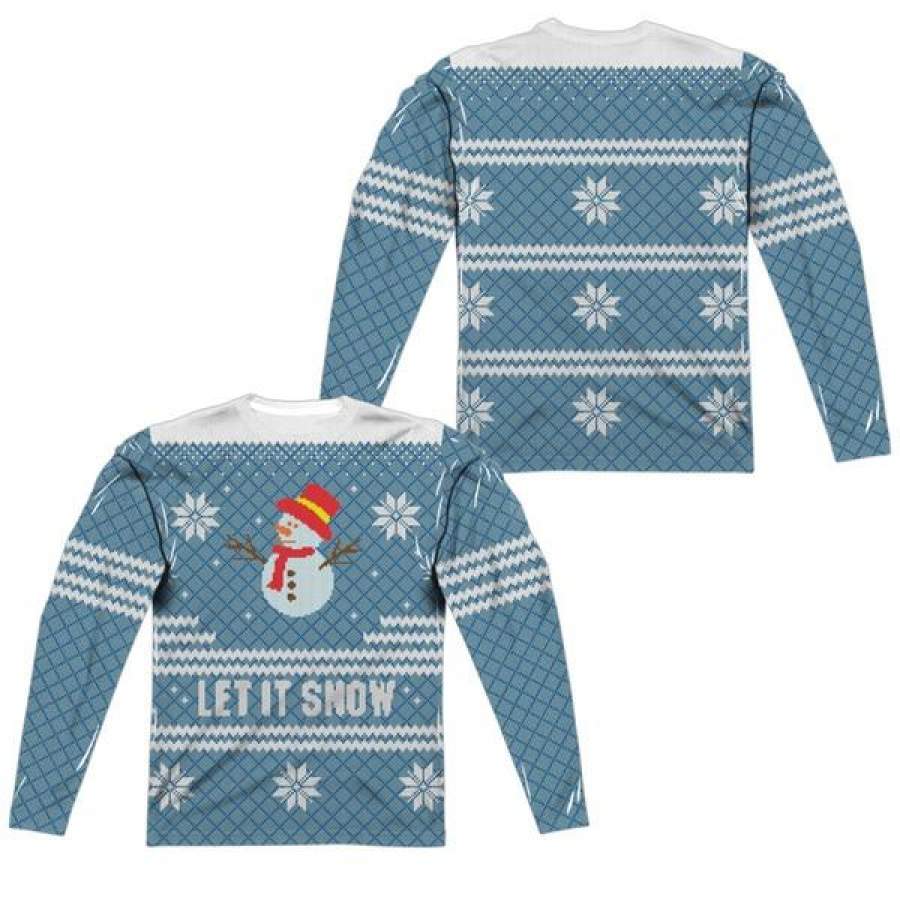 Ugly Christmas Sweater Front & Back Sublimation Long Sleeve Shirt