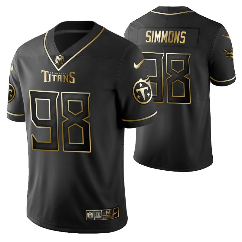 Tennessee Titans Jeffery Simmons 98 2021 NFL Golden Brandedition Black Jersey Gift For Titans Fans