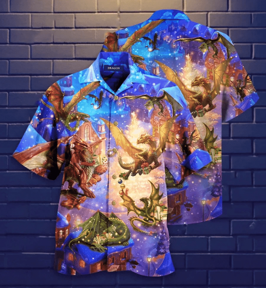 Cover Your Body With Amazing Hawaii Aloha Shirts Christmas Dragon Believe In Magic Ha5678