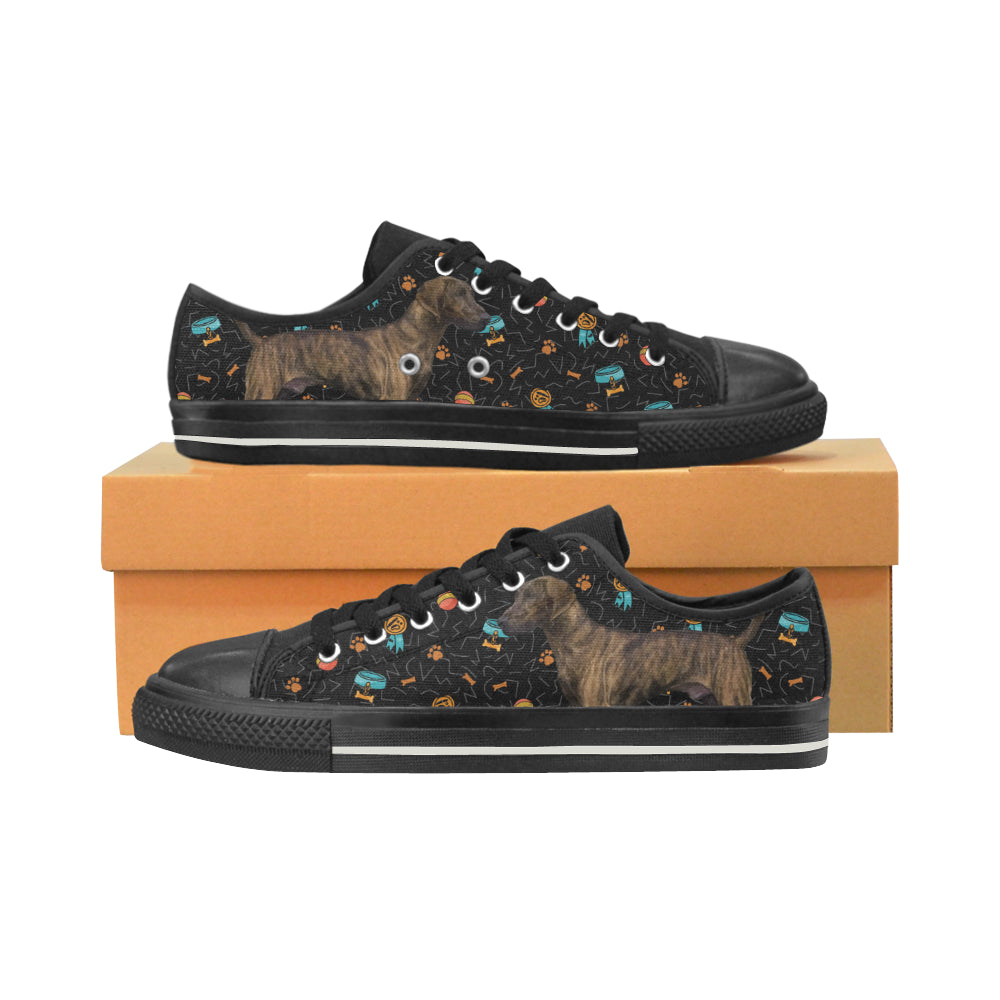 Plott Hound Dog Black Canvas Women’s Shoes/Large Size