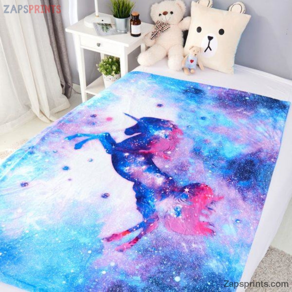 Unicorn In The Galaxy Blanket