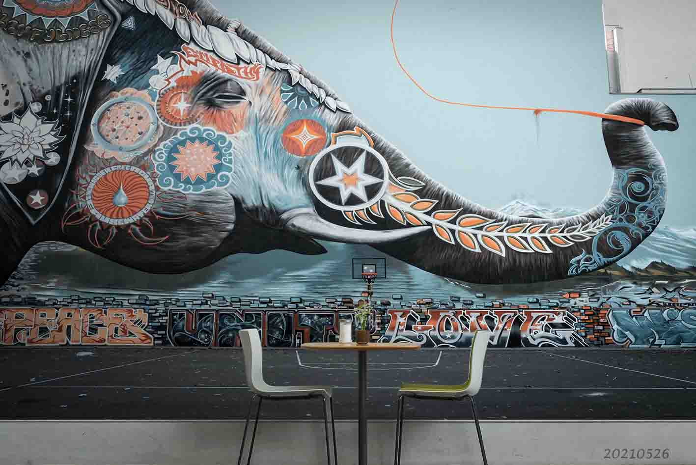 3D Watercolor Elephant Sea  Wall Mural Wallpaper Sww289