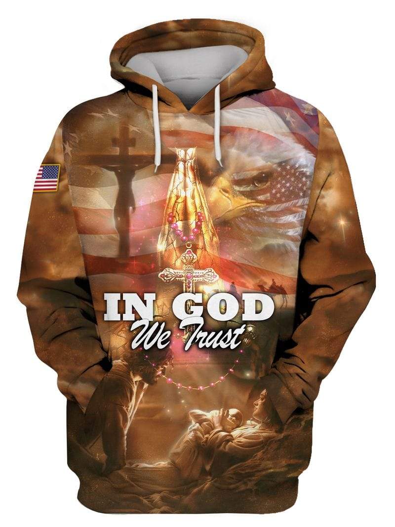 In God We Trust Brown Hoodie 3D All over print