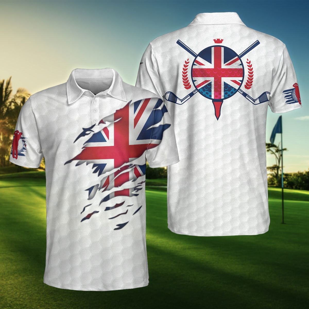 United Kingdom Flag Golfer Polo Shirt For Men And Women