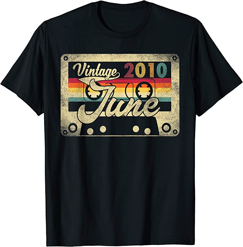 Vintage June 2010 11th Birthday 11 Years Old Retro Cassette T-Shirt