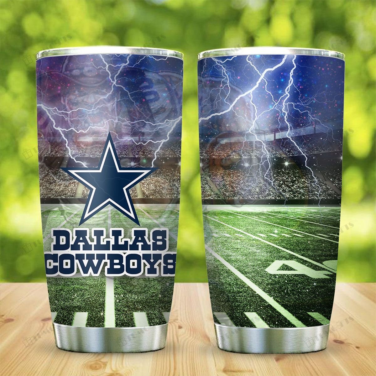 Buy Dallas Cowboys American Football Team Logo On Stadium Background Stainless Steel Tumbler