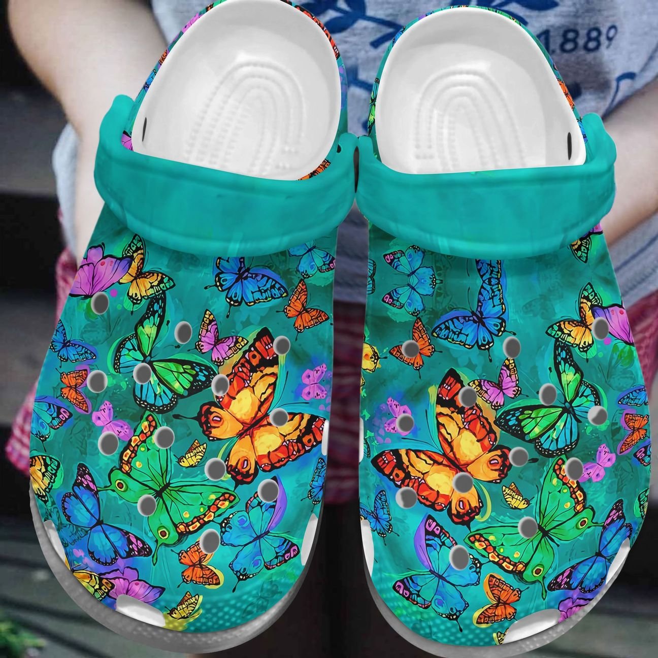 Butterfly Colorful Days Personalized Clog, Custom Name, Text, Color, Number Fashion Style For Women, Men, Kid, Print 3D