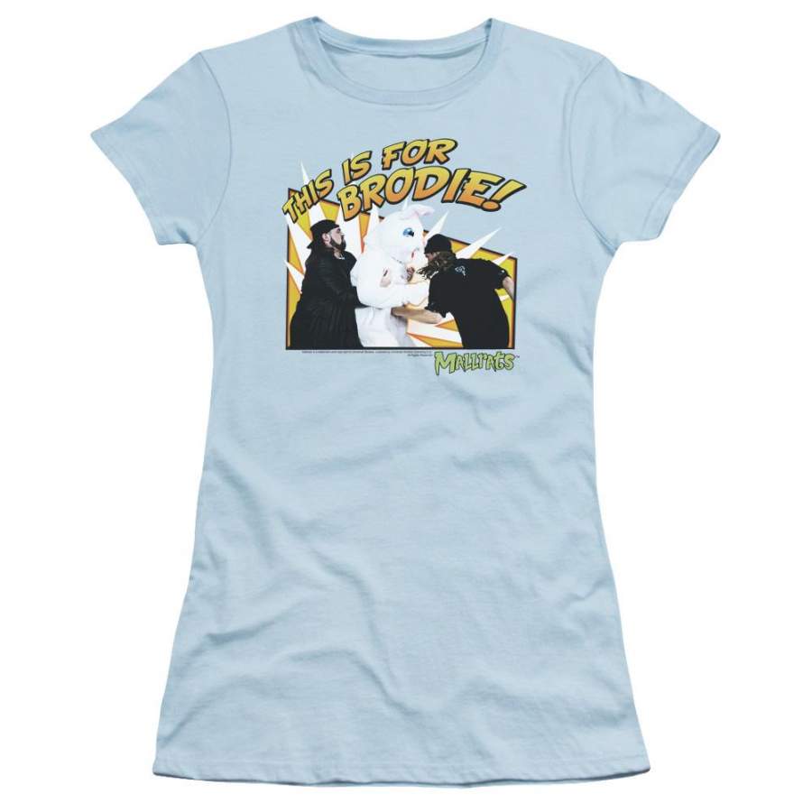 Mallrats Bunny Beatdown Junior Sheer Cap Sleeve Womens T Shirt Light Blue