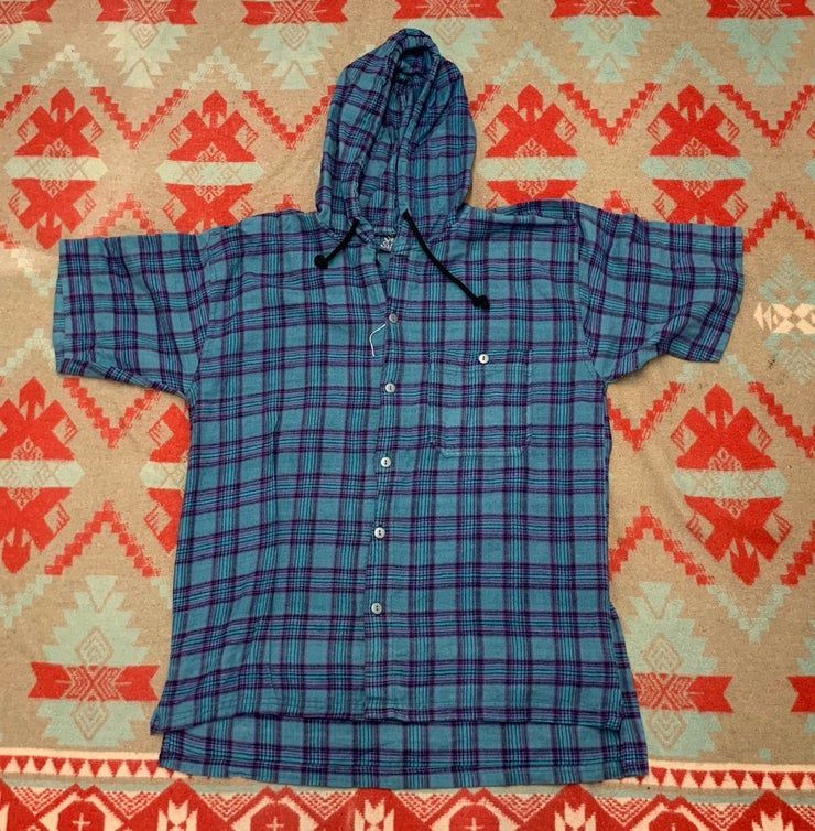 Vintage 90 S Shah Safari Plaid Hooded S S Grunge Skate Punk Nirvana Shirt