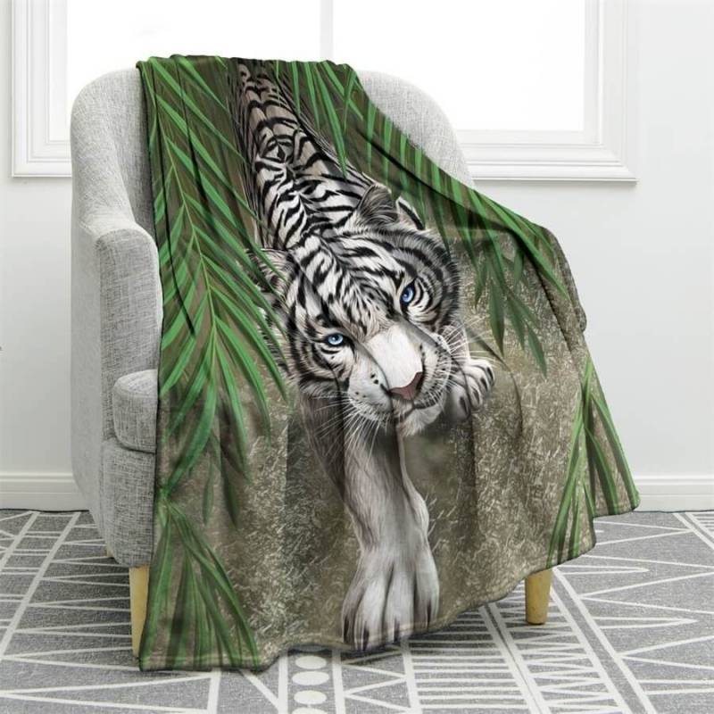 White Tiger CLH1612186F Sherpa Fleece Blanket