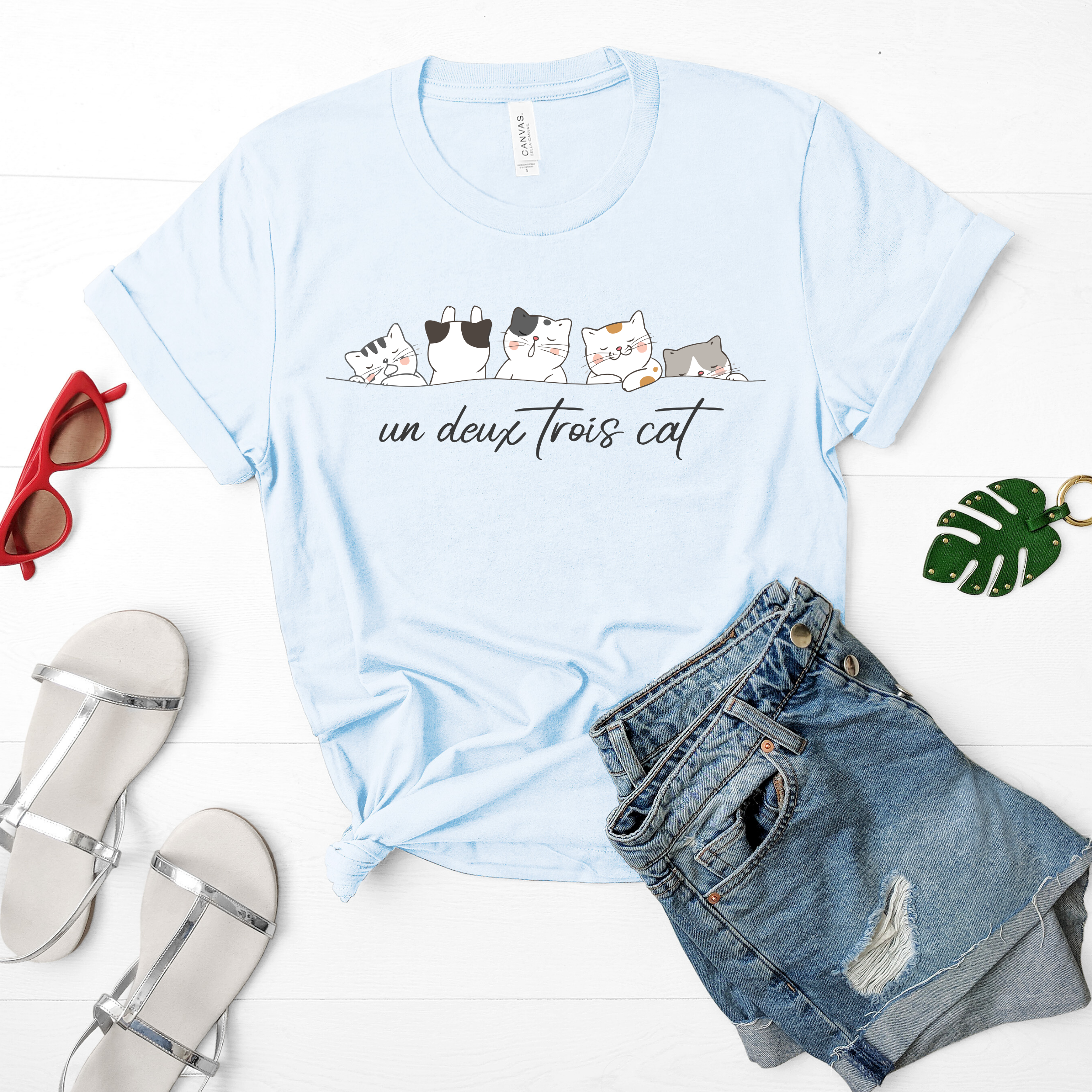 Un Deux Trois French Funny Cat Mom Shirt