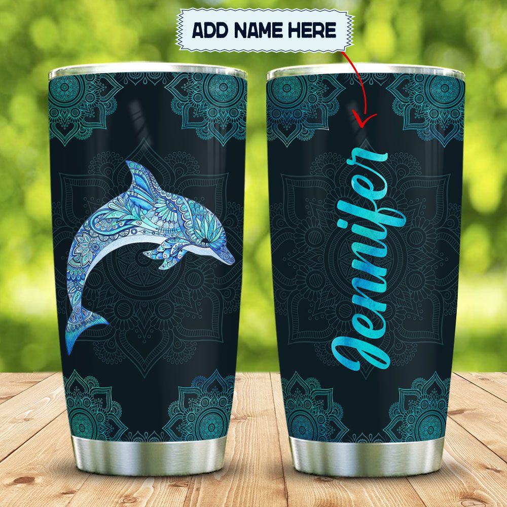 Hologram Blue Dolphin Mandala Personalized KD2 MAL1101003Z Stainless Steel Tumbler