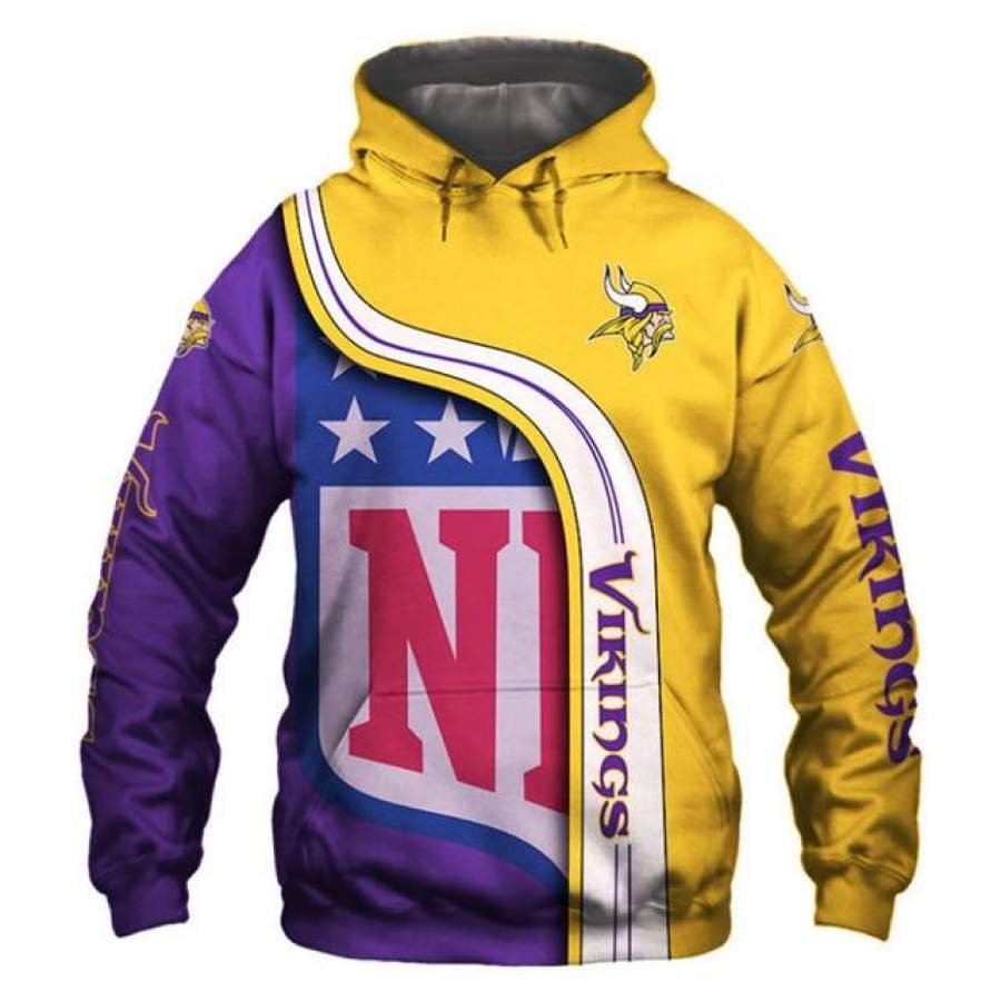 Minnesota Vikings Curved Stripes 3D Hoodie