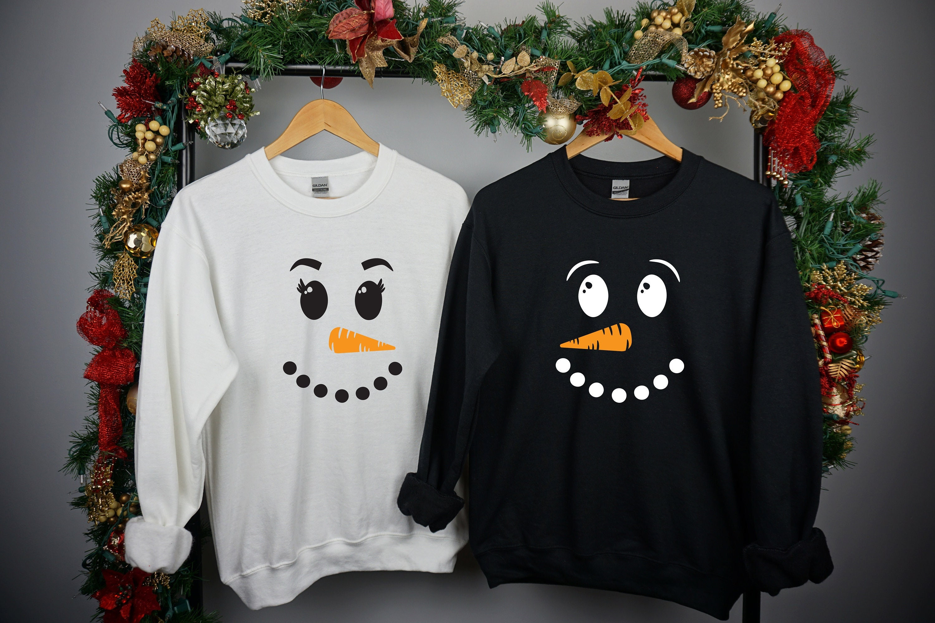 Couple Shirts Couple Christmas Sweater Snowman Snowgirl Matching Couple, Valentine Gifts, Christmas Gift Graphic Unisex T Shirt, Sweatshirt, Hoodie Size S – 5Xl