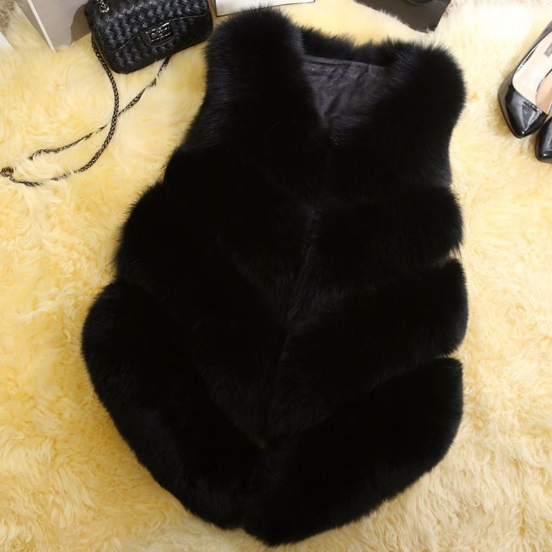 White Grass Fox Fur Plush Outwear Waistcoat Loose Over Coat Sleeveless Cloth Top Vest Winter Clothes Underwaist for Women Girl alx