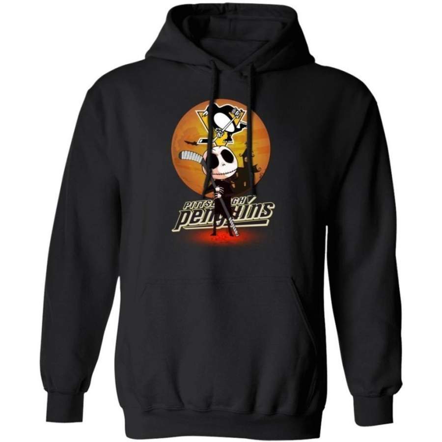 Jack Skellington Holding Hockey Stick Pittsburgh Penguins Hoodie For Fans HA09