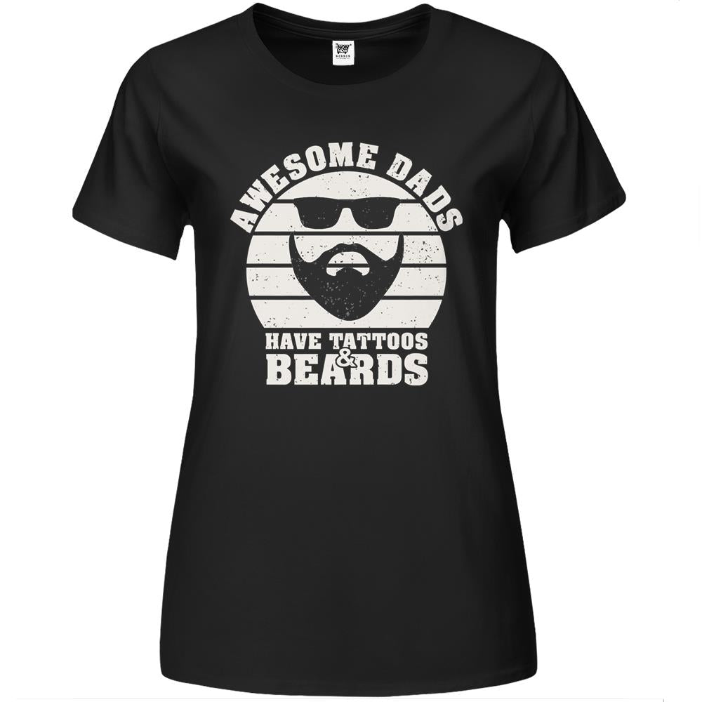 Awesome Dads Have Tattoos And Beards Vintage Father’s Day Premium Womens Tshirts