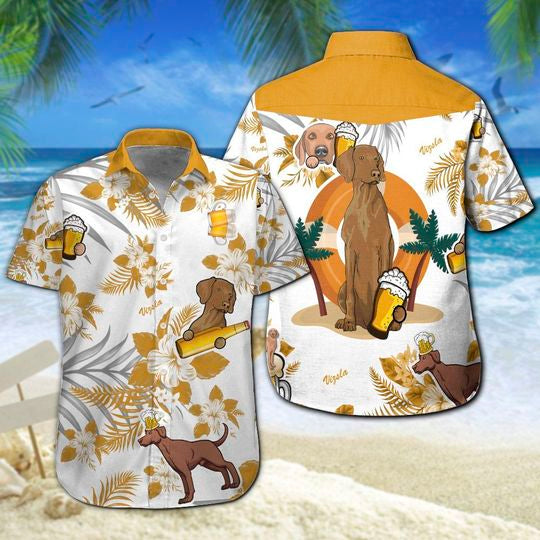 Vizsla  Beer Hawaiian Shirt Summer Button Up For Men, Women, Couple