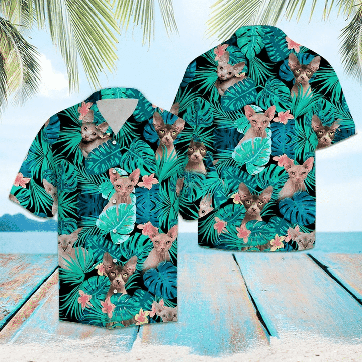 Sphynx Behind Tropical Forest Pattern Hawaii Shirt Ha109504