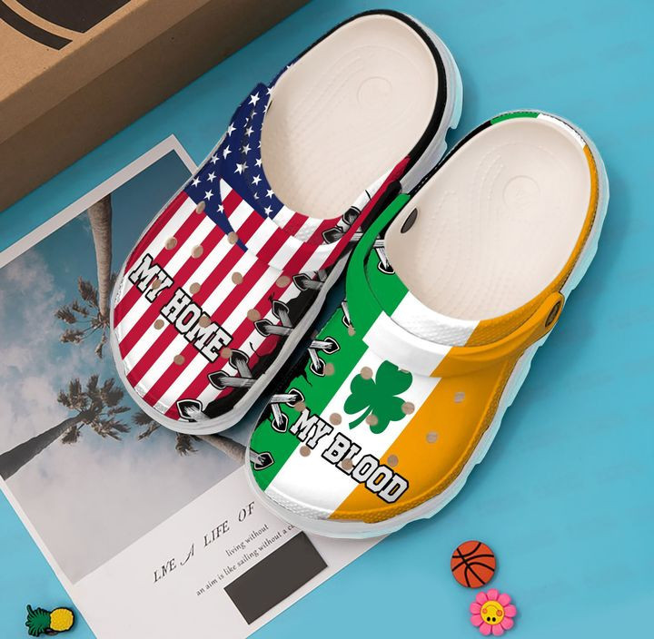 St Patricks Day American Flag My Home My Blood Irish Crocband Shoes