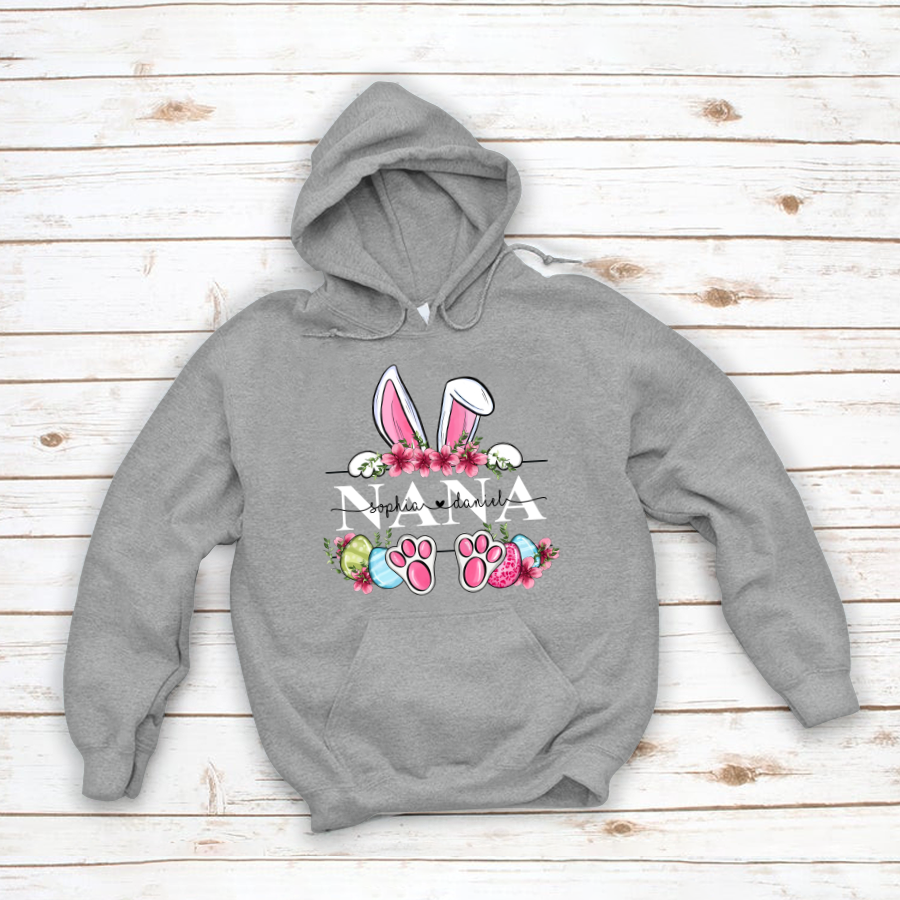 Nana Bunny And Kids, Gift For Grandma, Grammy, Mama, Nana, Mimi, Mother Day Cth01 Hoodie